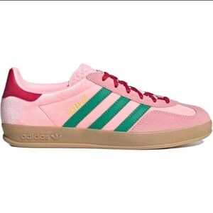 NWT Adidas Gazelle Glow Pink with Green Stripes
